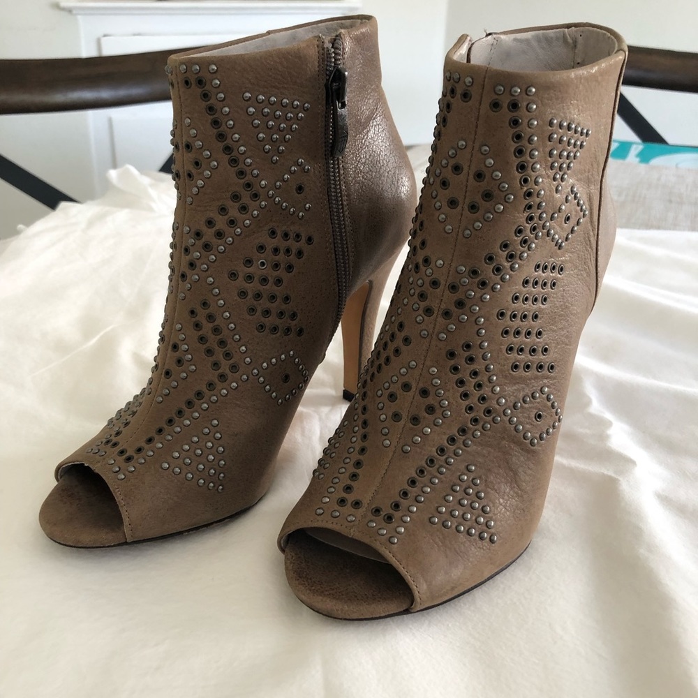 Vince Camuto Peep Toe Studded Booties - size 6.5